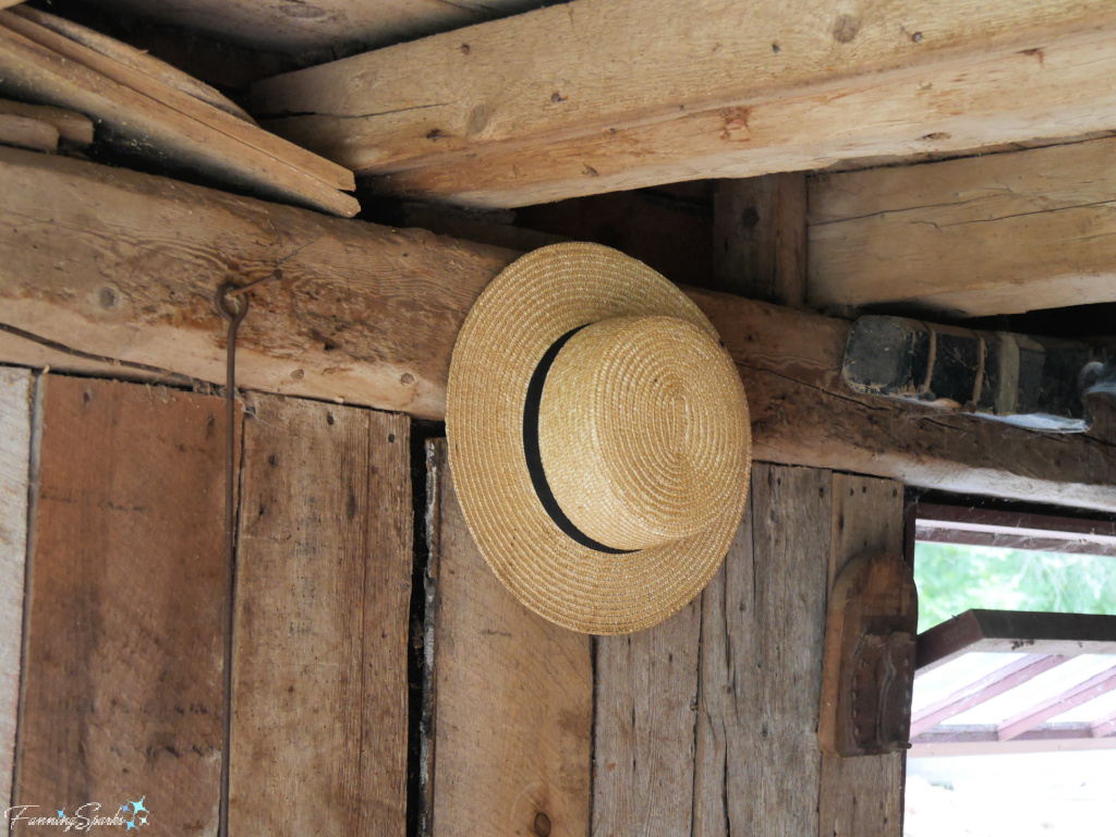 Straw Hat Hanging in Barn at Ross Farm Museum   @FanningSparks