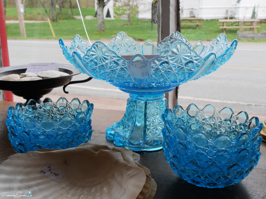 Aqua Blue Pressed Glass at Great Village Antique Exchange   @FanningSparks