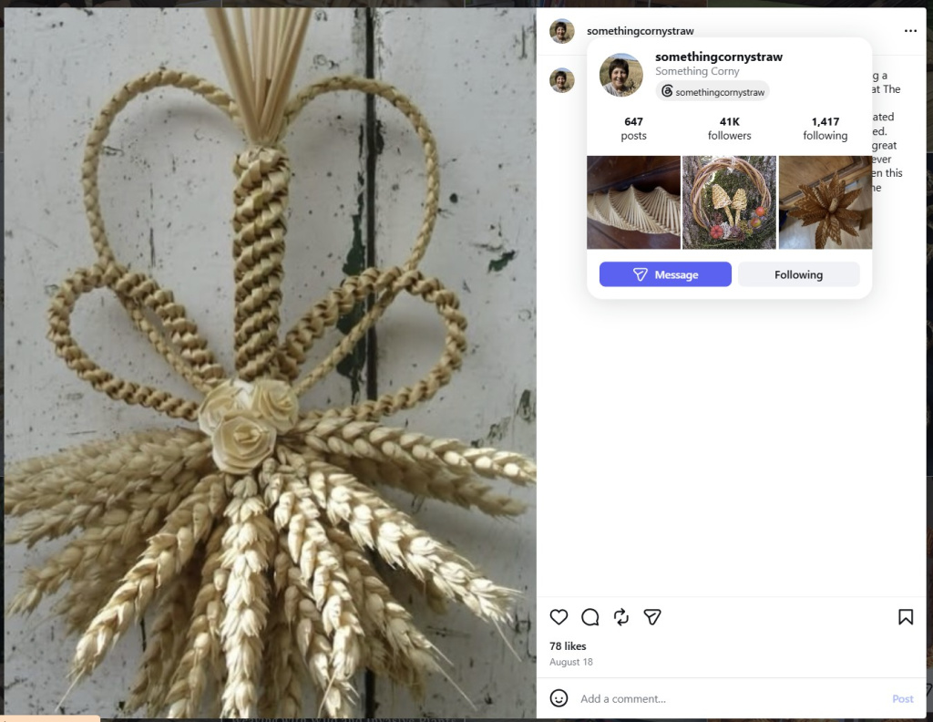 Corn Dolly by Elaine Lindsay of Something Corny - from Insta