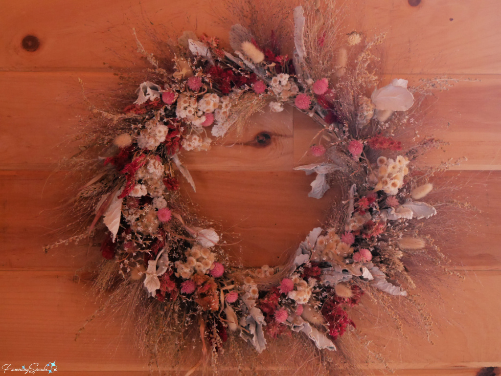 Dried Flower Wreath on Display at Willows Bend Collective Workshop   @FanningSparks