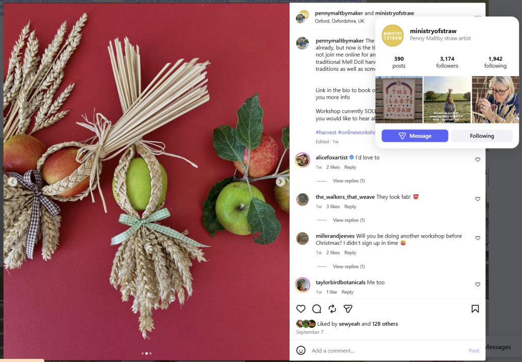 Mell Doll Harvest Trophy by Penny Maltby of Ministry of Straw - from Insta