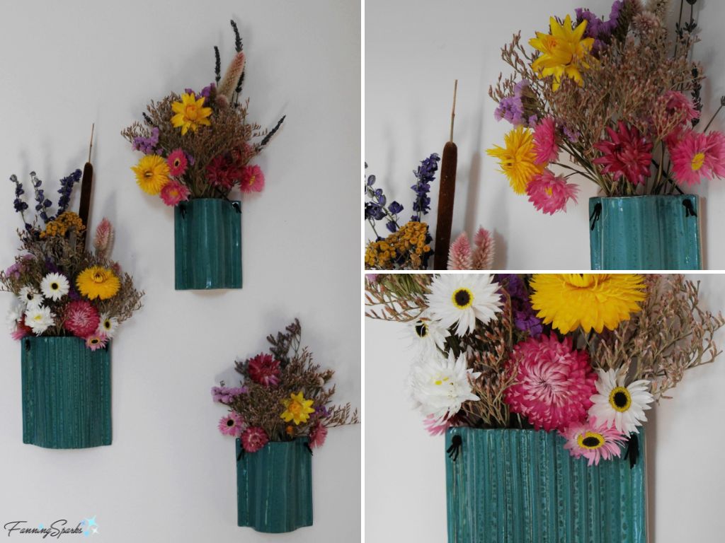 My Ceramic Wall Pockets with Dried Flower Arrangements @FanningSparks