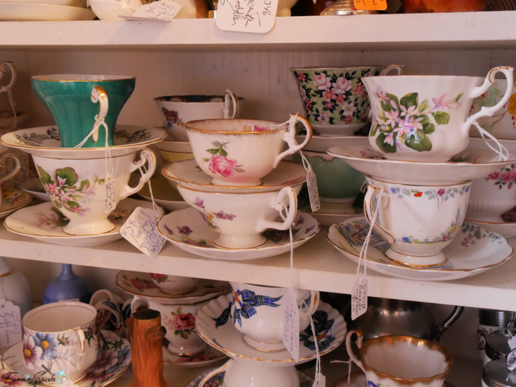 Stacks of Teacup Sets at Great Village Antique Exchange   @FanningSparks