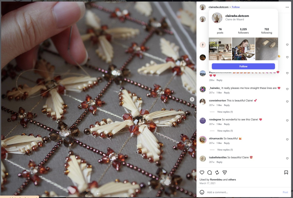 Straw Embroidery by Claire de Waard - from Insta