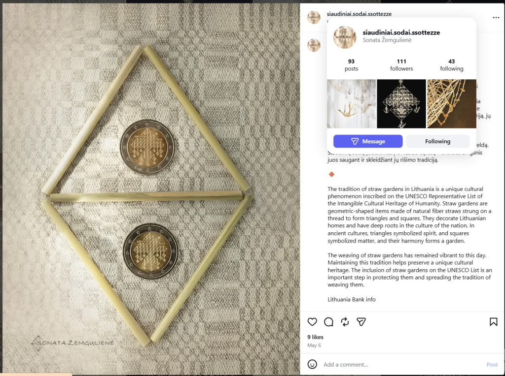 UNESCO Straw Garden Coin Posted by Sonata Žemguliené – from Insta