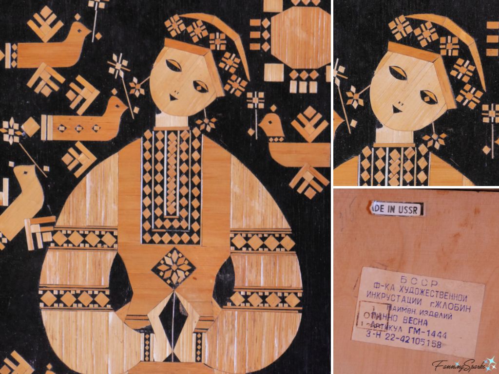 Vintage Belarusian Straw Marquetry Wall Plaque Details @FanningSparks