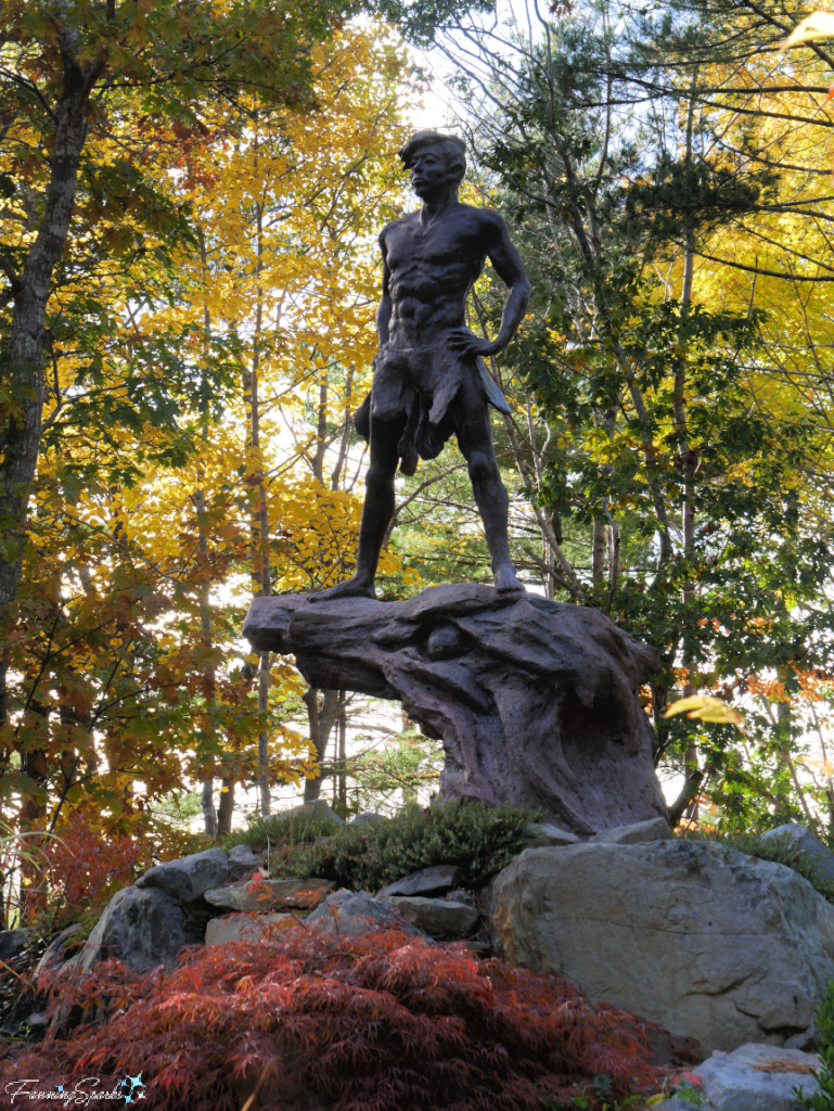 Boy on Eagle Concrete Creations at Cosby’s Garden Centre in Brooklyn NS   @FanningSparks