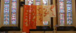 Cascading Hexagons Stair Panels by Ruth Camrass with Stained Glass Windows fea @FanningSparks