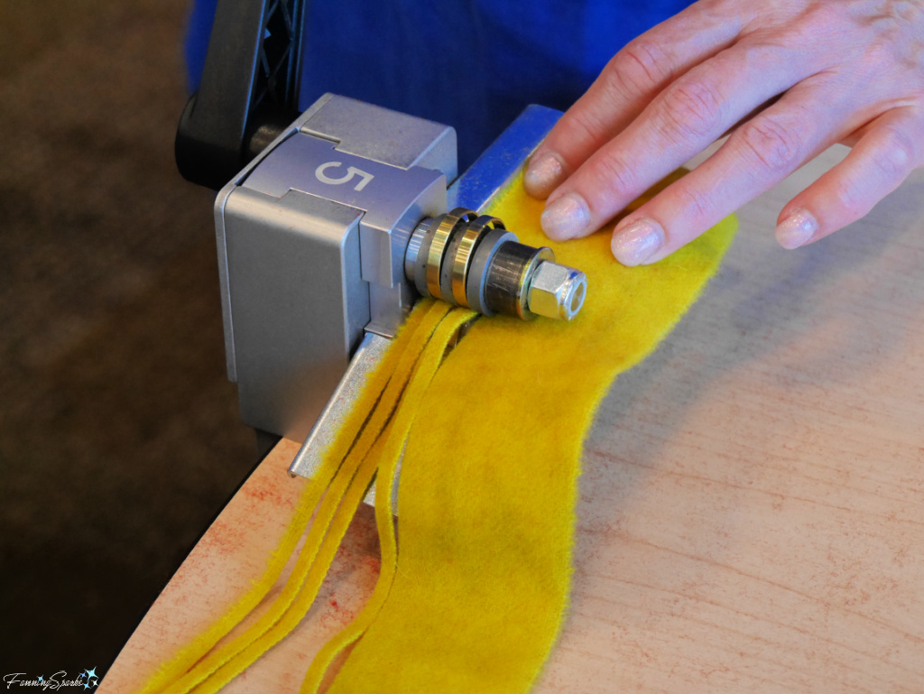 Fabric Strip Cutter at Periwinkle Laine Rug Hooking Workshop   @FanningSparks