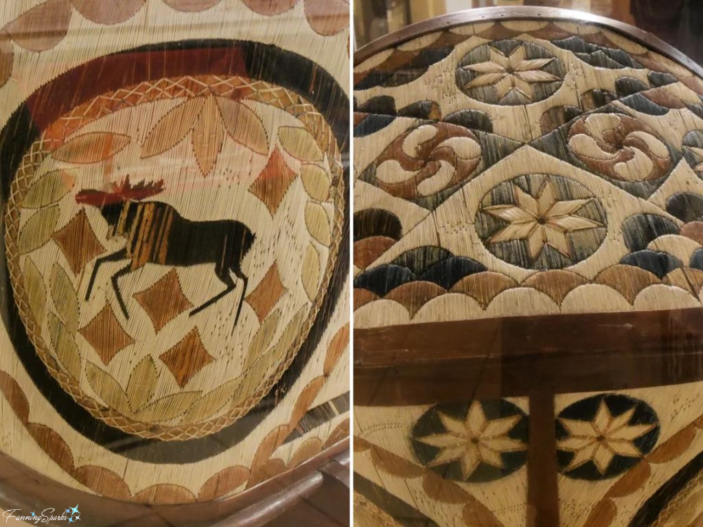 Porcupine Quill Rocking Cradle Details by Christiana Morris at DesBrisay Museum in Bridgewater NS   @FanningSparks