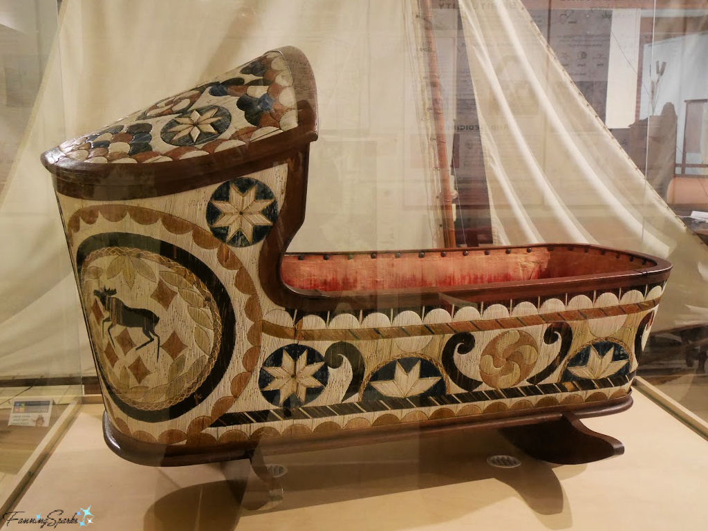 Porcupine Quill Rocking Cradle by Christiana Morris at DesBrisay Museum in Bridgewater NS  @FanningSparks