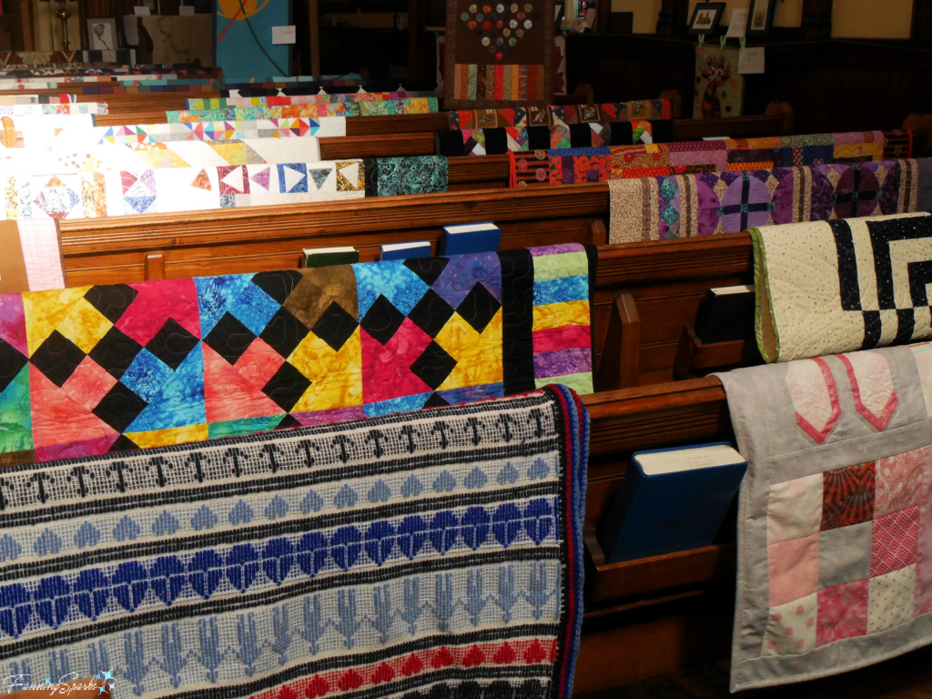 Quilts Displayed on Pews in St. Paul’s Anglican Church in Charlottetown PEI 2   @FanningSparks