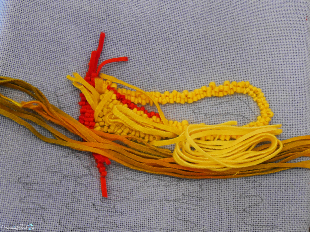 Wool Strips Ready for Hooking at Periwinkle Laine Rug Hooking Workshop   @FanningSparks